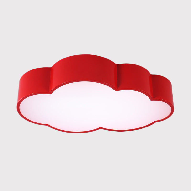 White/Red/Yellow Cloud Flush Ceiling Light Kids Acrylic Flush Mount Recessed Lighting for Kindergarten