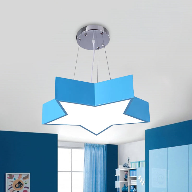 Rood/blauw vijfpuntige ster kroonluchter lichtkinderen LED acryl plafond suspensielampje