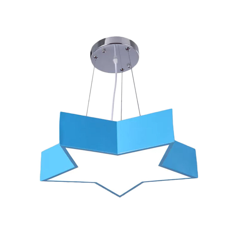 Rood/blauw vijfpuntige ster kroonluchter lichtkinderen LED acryl plafond suspensielampje