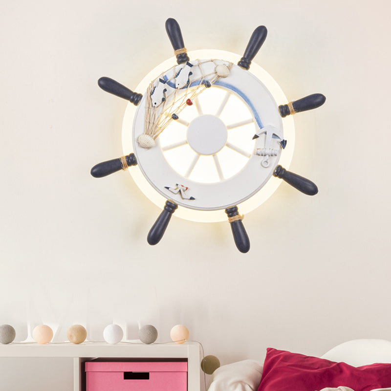 Rudder Bedside Wall Mounted Lamp Acrylic LED Creative Wall Sconce Lighting in Light Blue/White