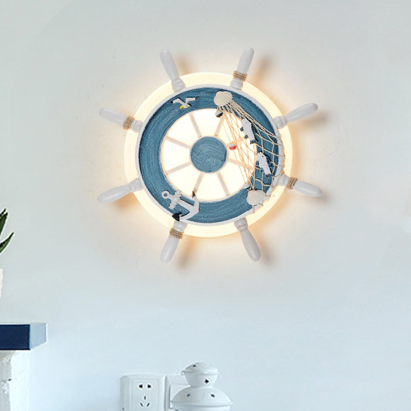 Rudder Bedside Wall Mounted Lamp Acrylic LED Creative Wall Sconce Lighting in Light Blue/White
