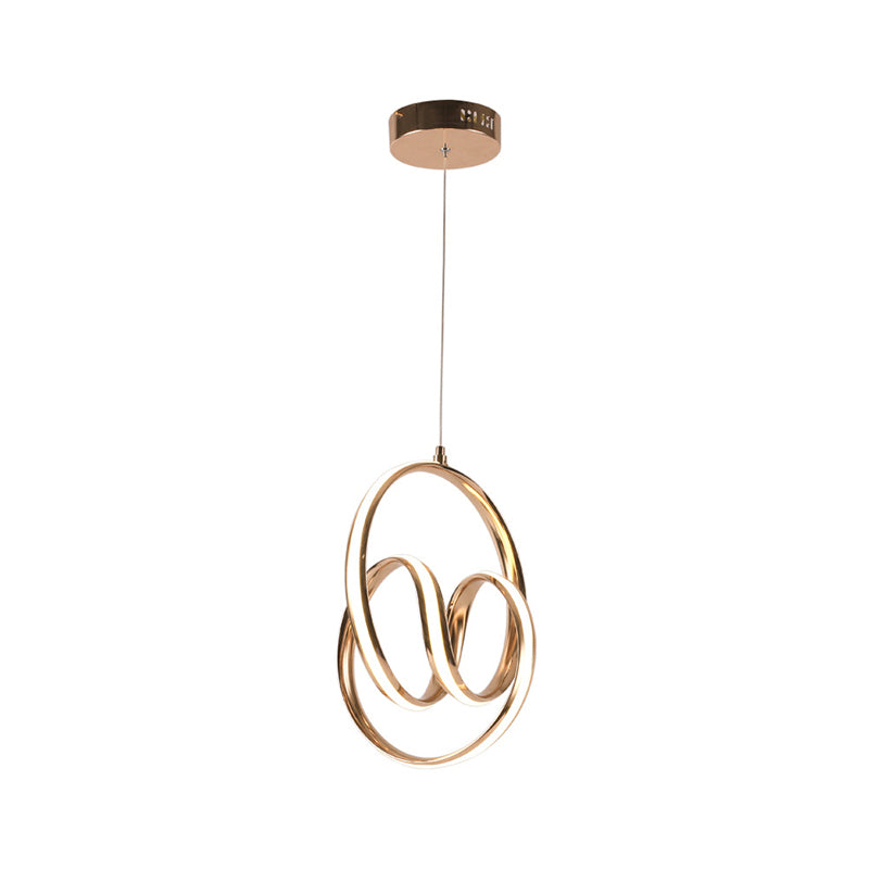 Twining Alluminio LED LED Lighting Simplicity Lampada a sospensione del soffitto in oro rosa in luce calda/bianca