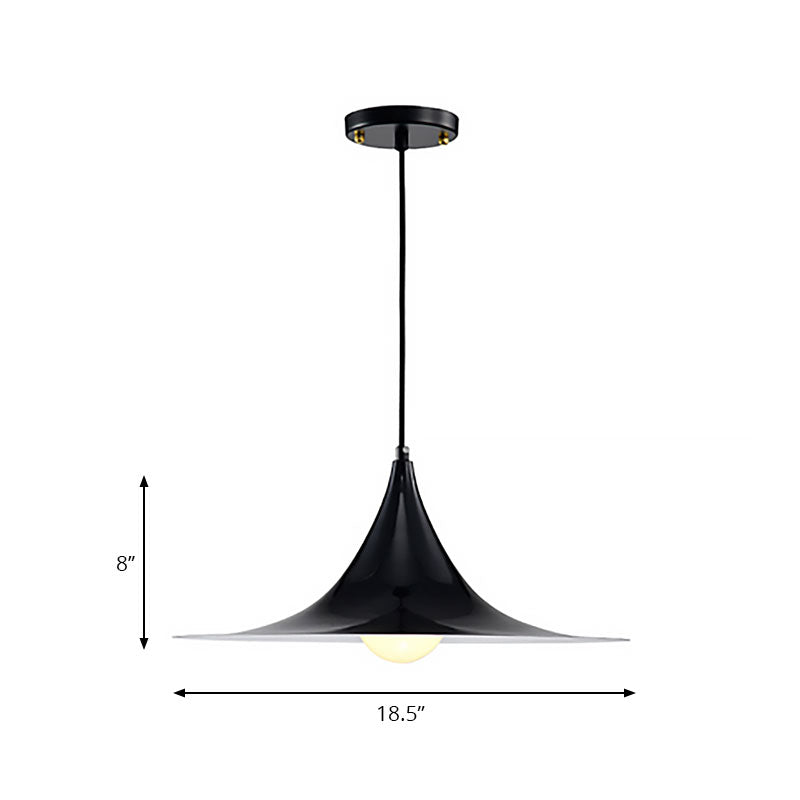 Flared Suspension Light in Nordic Style Metal 1 Light Black/White/Gold Hanging Ceiling Light