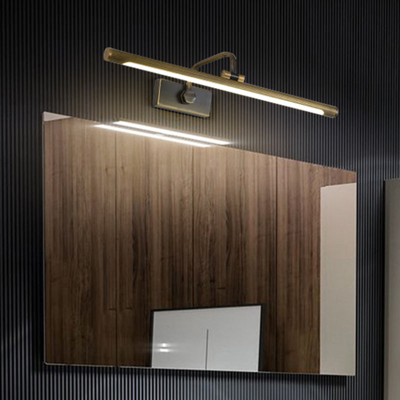 Tube LED Vanity Wall Light Simplicity Metallic Black and Gold Wall Mounted Lamp with Swing Arm