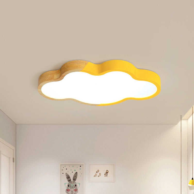 Metallic Cloud Flush Mount Light Modern Style White/Yellow/Green LED Ceiling Fixture for Great Room