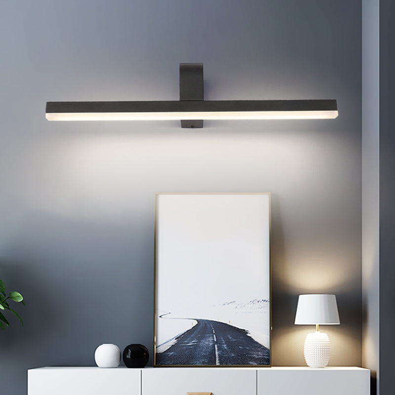 Led badkamer ijdelheid licht moderne stijl zwart/witte wandverlichtingsideeën met slanke metalen tint in warm/wit licht