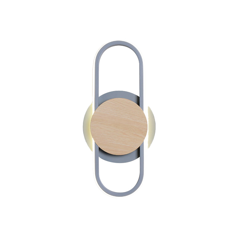 Grijze ovale en ronde wandmontage licht eigentijdse led metalen wand sconce verlichting voor bed