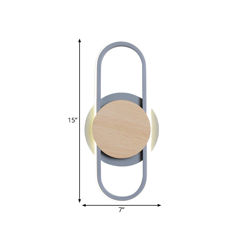 Grijze ovale en ronde wandmontage licht eigentijdse led metalen wand sconce verlichting voor bed