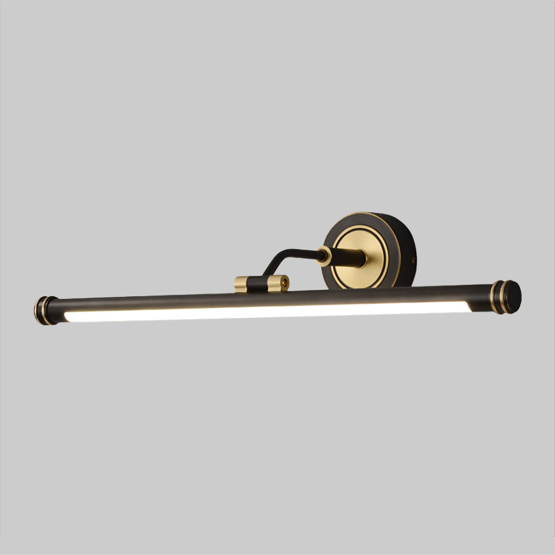 Black/Brass Tubular Wall Sconce Lighting Contemporary LED Metal Vanity Light Fixture with Adjustable Arm