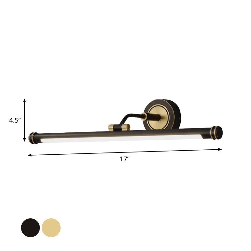 Black/Brass Tubular Wall Sconce Lighting Contemporary LED Metal Vanity Light Fixture with Adjustable Arm