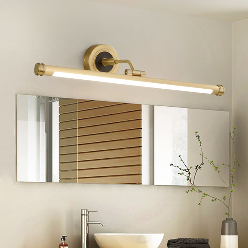 Black/Brass Tubular Wall Sconce Lighting Contemporary LED Metal Vanity Light Fixture with Adjustable Arm