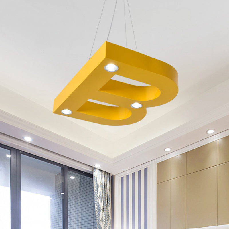 A/B/C-Shape Acrylic Ceiling Hang Fixture Macaroon Red/Yellow/Green LED Chandelier Light for Baby Room