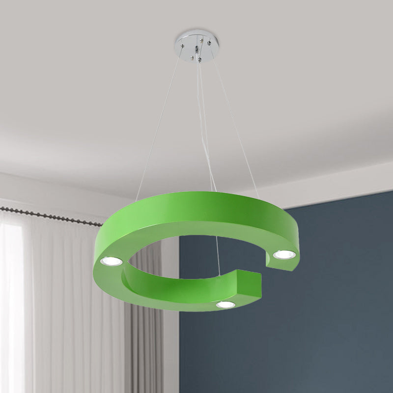A/B/C-Shape Acrylic Ceiling Hang Fixture Macaroon Red/Yellow/Green LED Chandelier Light for Baby Room
