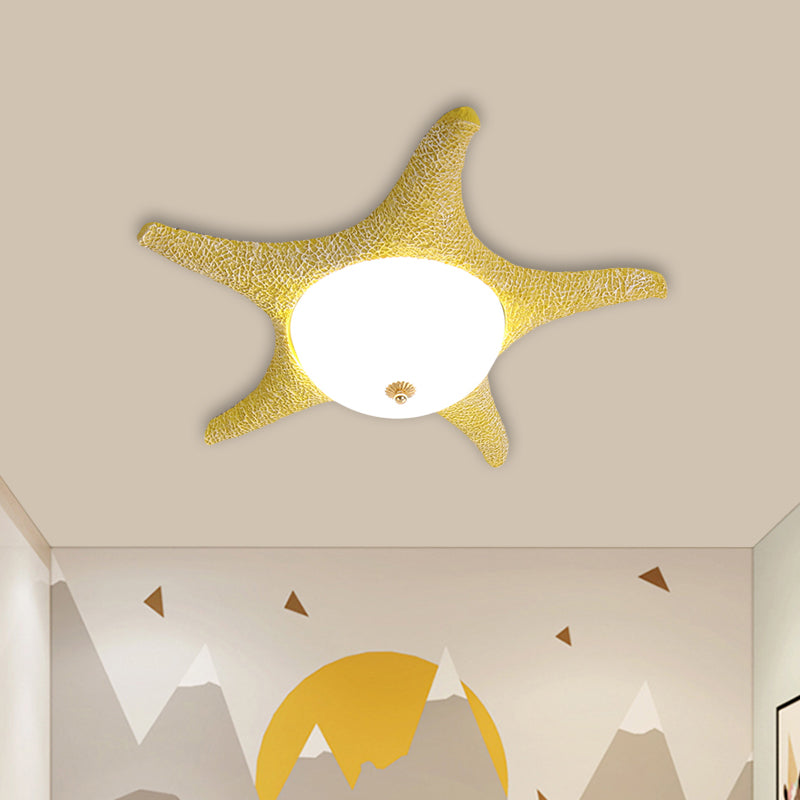 Harz Starfish Flush Beleuchtung Kinder Stil LED Deckenmontage Leuchte in Pink/Yellow/Blau, Warm/Weiß Licht
