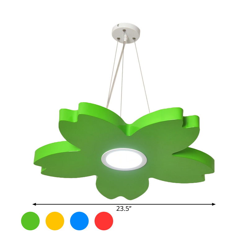 Red/Yellow/Blue Flower Chandelier Lamp Contemporary LED Metallic Ceiling Hang Fixture for Playing Room