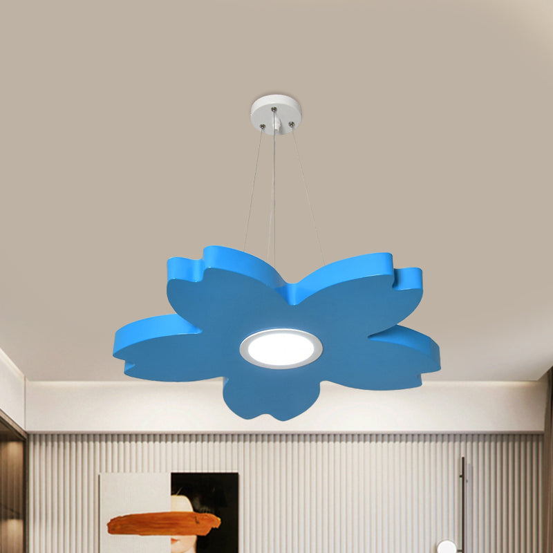 Red/Yellow/Blue Flower Chandelier Lamp Contemporary LED Metallic Ceiling Hang Fixture for Playing Room