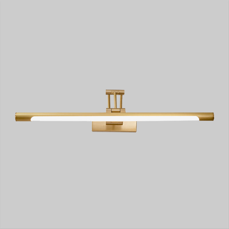 Metallic Tubular Vanity Lighting Fixture Modern LED Wall Sconce Light in Black/Gold with Foldable Arm