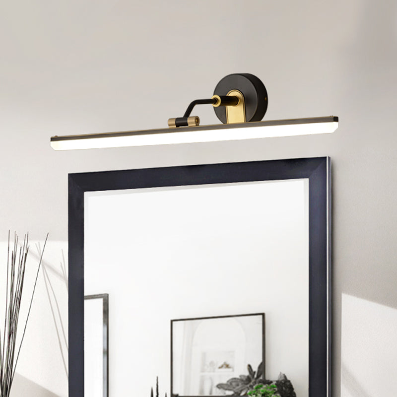 Metal Adjustable Arm LED Vanity Bar Light Contemporary Black/Brass Wall Sconce Lighting, 18"/23" Width