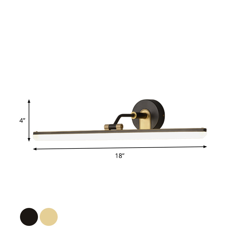 Metal Adjustable Arm LED Vanity Bar Light Contemporary Black/Brass Wall Sconce Lighting, 18"/23" Width