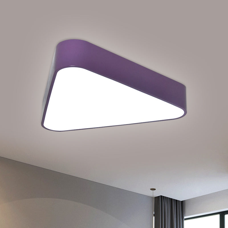 Triangular Acrylic Flush Mount Light Kids White/Yellow/Purple LED Close to Ceiling Lighting Fixture