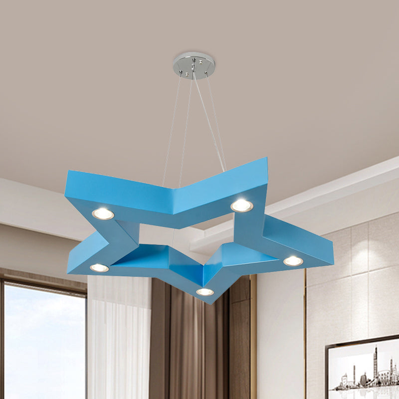 Plafond en étoile à cinq points en acrylique Carmelier macaron jaune / bleu / vert suspension