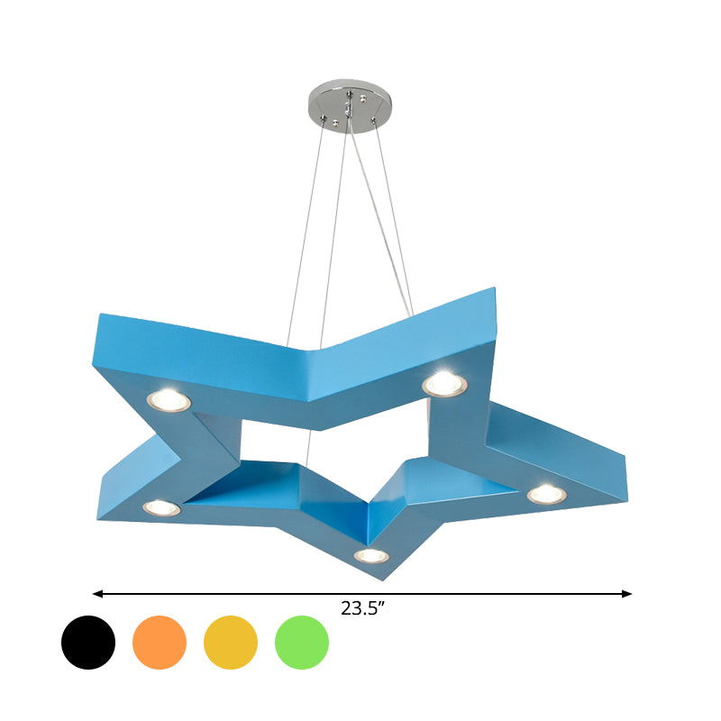 Plafond en étoile à cinq points en acrylique Carmelier macaron jaune / bleu / vert suspension