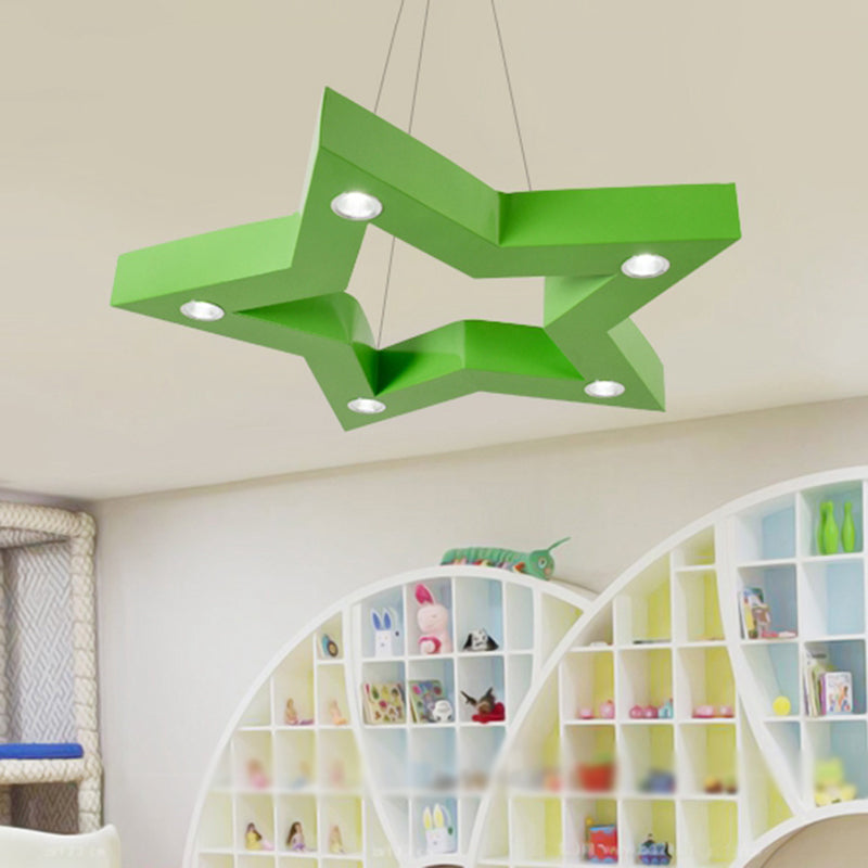Plafond en étoile à cinq points en acrylique Carmelier macaron jaune / bleu / vert suspension