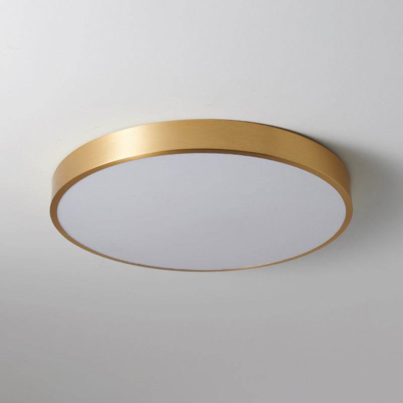 Square/Round Metallic Flush Mount Modern LED Brass Ceiling Light Fixture for Sleeping Room