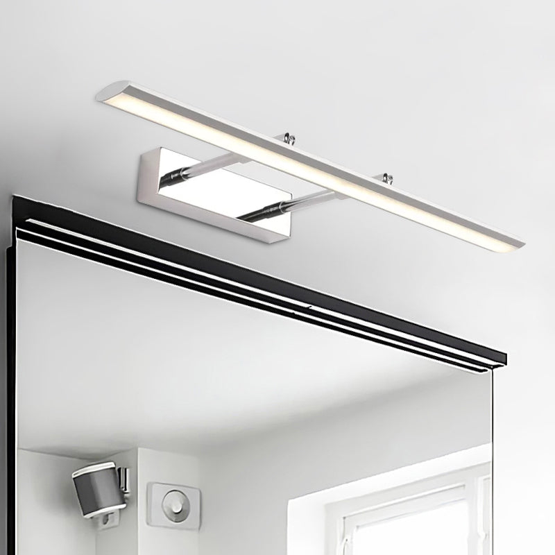 LED Washroom Vanity Lighting Minimalist Silver Wall Light Fixture with Elongated Metal Shade