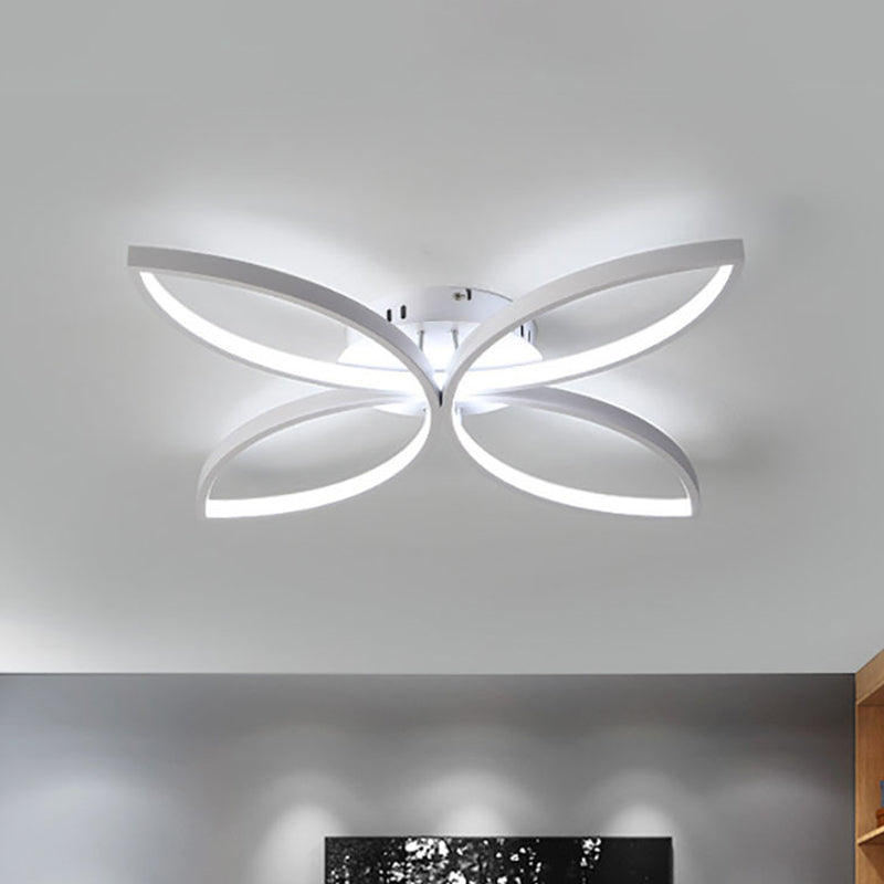 Clover Metallic Semi Flush Mount Modernism 23 "/29" Breite LED Weiß Deckenbeleuchtung in Warm/Weißes Licht