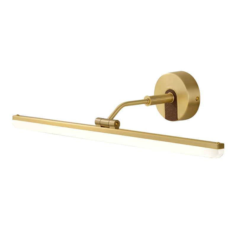 LED Bathroom Wall Sconce Minimal Gold Adjustable Vanity Light Fixture with Linear Acrylic Shade