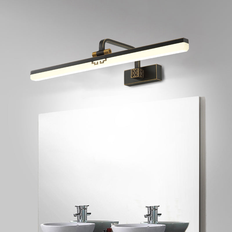Contemporary Elongated Wall Sconce Metal Dressing Table LED Wall Vanity Light in Black/Brass