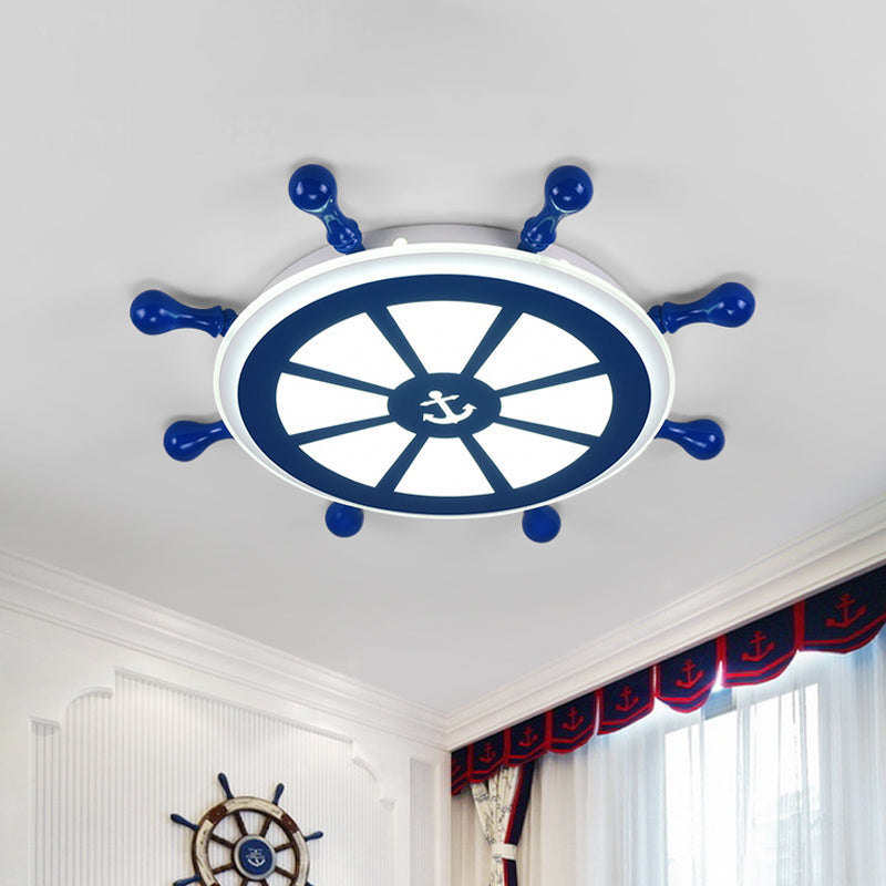 Acrylic Rudder Ceiling Lighting Kids 21.5"/25.5" Wide LED Blue Flush Mount Light in Warm/White Light