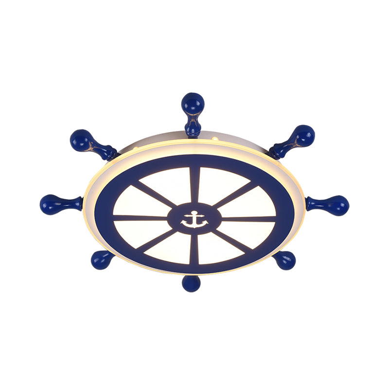 Acrylic Rudder Ceiling Lighting Kids 21.5"/25.5" Wide LED Blue Flush Mount Light in Warm/White Light