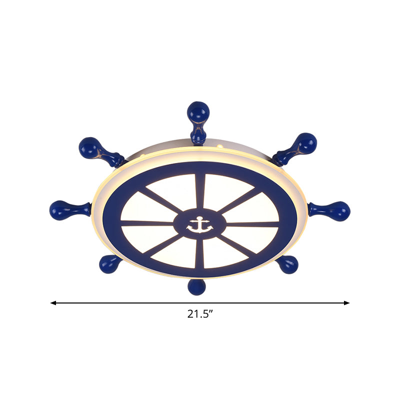 Acrylic Rudder Ceiling Lighting Kids 21.5"/25.5" Wide LED Blue Flush Mount Light in Warm/White Light