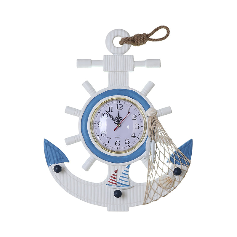 Bambini Anchor Sconce Light Funce Wood LED LED Camera da letto Accensione montata in blu, luce calda/bianca