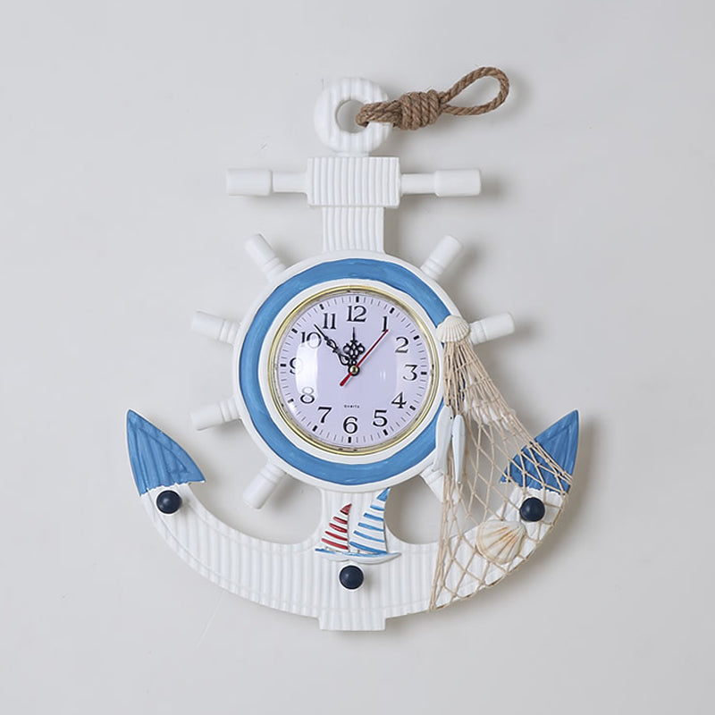 Bambini Anchor Sconce Light Funce Wood LED LED Camera da letto Accensione montata in blu, luce calda/bianca