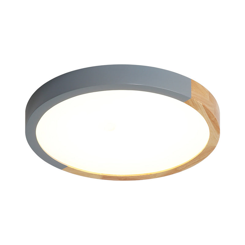 Circular Close to Ceiling Lighting Modernist Metal 12"/15"/19" Wide LED Flush Mount Light in Beige