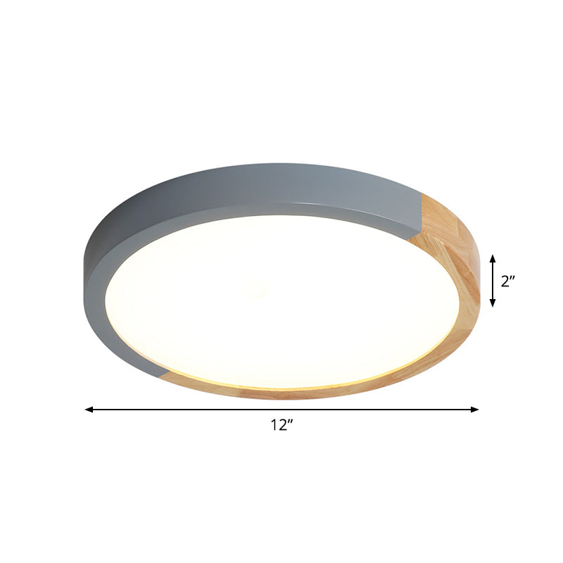 Circular Close to Ceiling Lighting Modernist Metal 12"/15"/19" Wide LED Flush Mount Light in Beige
