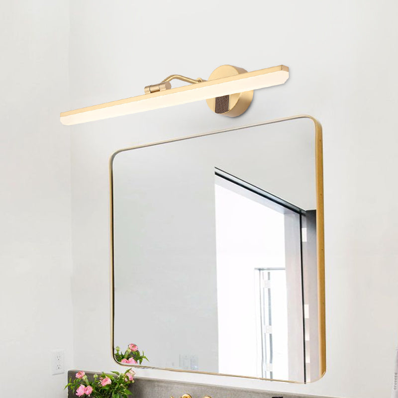 Minimal Streamlined Vanity Lighting Ideas Metal LED Washroom Wall Light in Black/Gold
