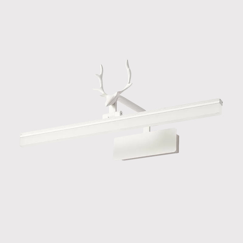 Rectangle Wall Lamp Modern Style Acrylic LED White Vanity Lighting Fixture in Warm/White Light with Metal Antler Design