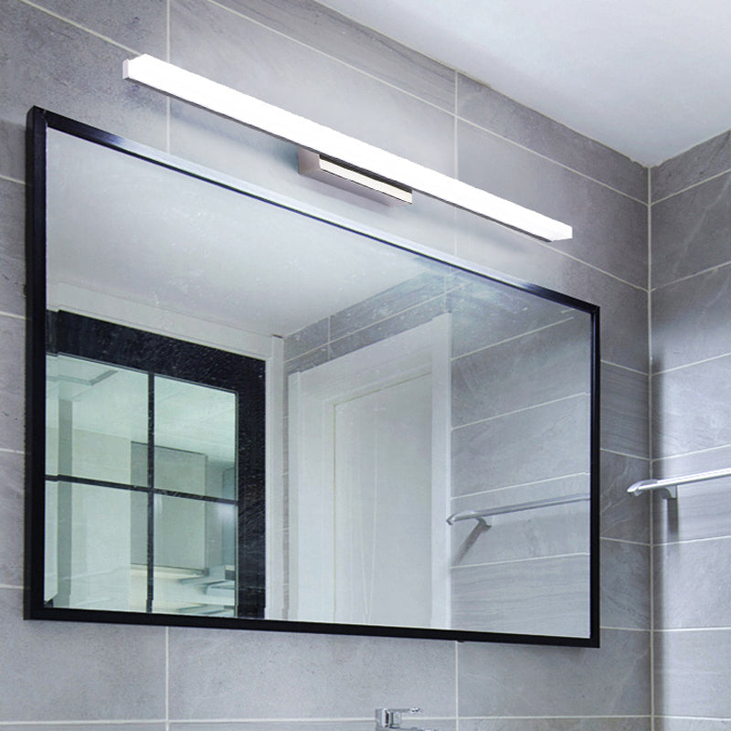 Linear Acrylic Vanity Mirror Light Simplicity LED Silver Wall Mounted Lighting in Warm/White Light