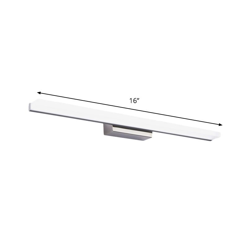 Linear Acrylic Vanity Mirror Light Simplicity LED Silver Wall Mounted Lighting in Warm/White Light