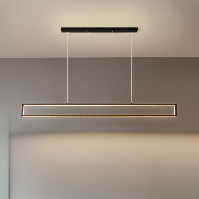 Frame di rettangolo Iron Isola Lampada Freeture Minimalist LED Black Dropserve in luce calda/bianca