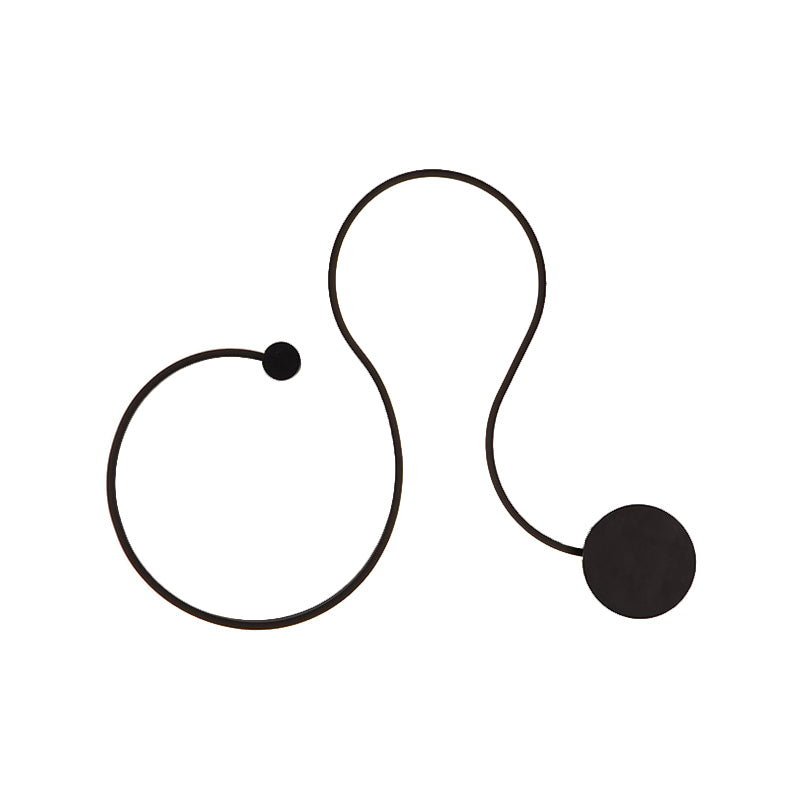 Metal Snake-Like Wall Sconce Lighting Simplicity 25.5"/50" W LED Wall Mount Lamp in Black, Warm/White Light