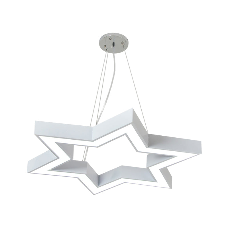 Macaroon Prenant étoile à six points Pride en acrylique Nursery Room LED Chandelier LELLING EN BLANC