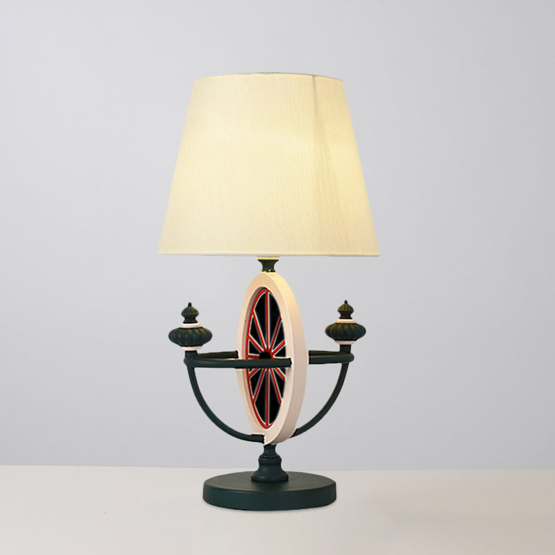 Schwarz/Blau -Barrel -Nachttisch leichter nordischer Stil 1 Kopfstoffschreibtisch Lampe mit Ruderbasis Design