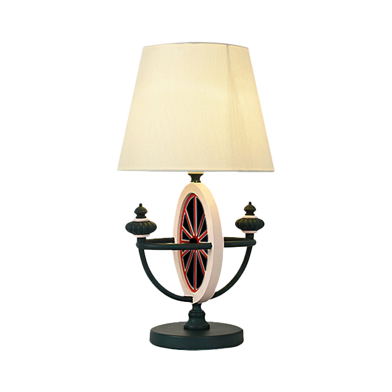 Schwarz/Blau -Barrel -Nachttisch leichter nordischer Stil 1 Kopfstoffschreibtisch Lampe mit Ruderbasis Design