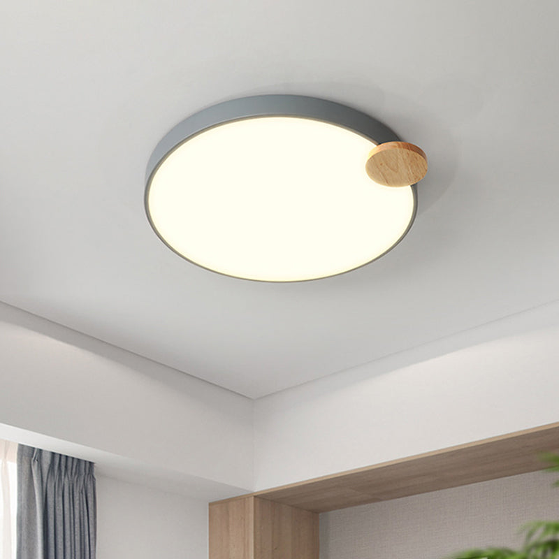 12"/16"/19.5" W Circular Flushmount Nordic Metallic LED Nursery Ceiling Mount Light Fixture in Grey