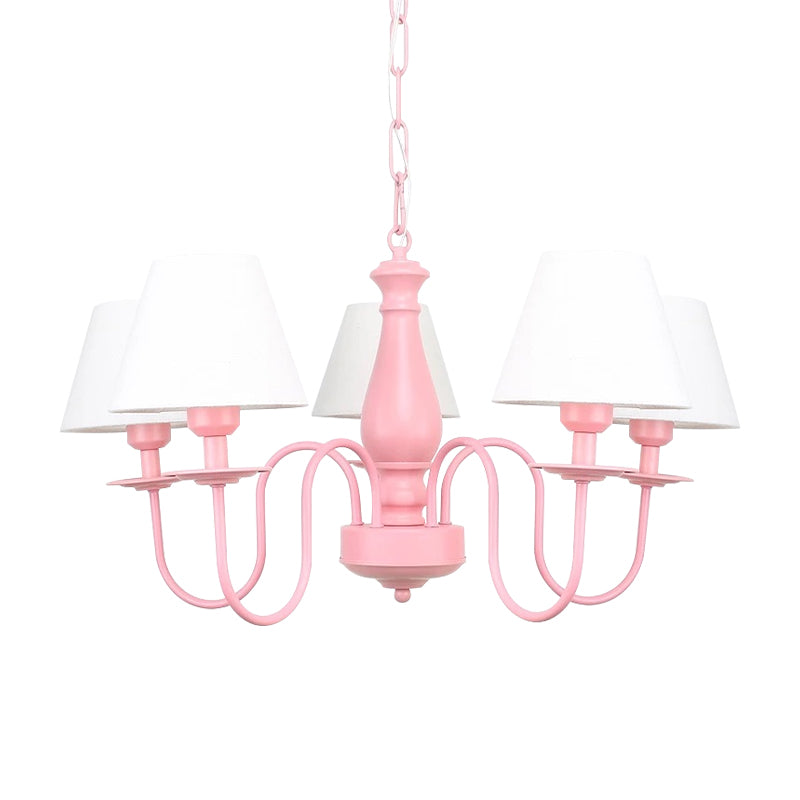 Restaurant de l'hôtel Ambalet d'ombrage conique Metal 6 lumières Nordic Style Pink & White Suspension Lumière